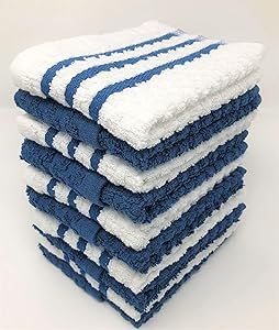 AMA's Kitchen Towels 10 Pack Dobby Weave Dish Towels Tea Towels Terry Cotton Dish Cloths Towels (12 x 12 Inch) Machine Washable 100% Ring Spun Cotton Super Soft and Absorbent