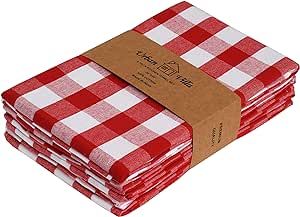 Urban Villa Kitchen Towels Set of 6 Buffalo Checks Red//White Kitchen Towels 20X30 Inches 100% Cotton Highly Absorbent Kitchen Towels Premium Quality Ultra Soft Mitered Corners Kitchen Towels