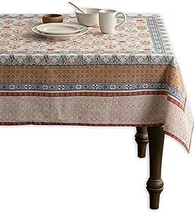 Maison d' Hermine Table Cover 60"x90" 100% Cotton Decorative Washable Rectangle Tabletop Tablecloths, Kitchen, Wedding, Restaurant & Camping, Romane - Thanksgiving/Christmas