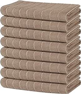 AIDEA Microfiber Kitchen Towels-8 Pack, 18"x26", Super Absorbent, Multi-Purpose Dish Towels for Home, Kitchen-Brown