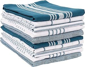 KAF Home Soho Kitchen Dish Towel Set of 10 | 18 x 28 Inch Tea Towels | Soft and Absorbent Mixed Set of Flat Towels (Teal)