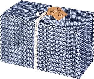 Urbana Cotton Set of 12 Grass Kitchen Cloth Napkins Premium 100% Cotton Dinner Napkin, Soft & Durable Ideal for Dining Room, Restaurant, Weddings & Events (Navy Blue, 18 x 18 Inches)