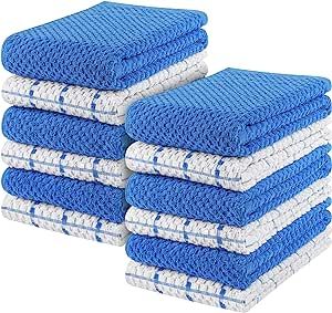 Utopia Kitchen Towels [12 Pack], 15 x 25 Inches, 100% Ring Spun Cotton Super Soft and Absorbent Linen Dish Towels, Tea Towels and Bar Towels Set (Blue)